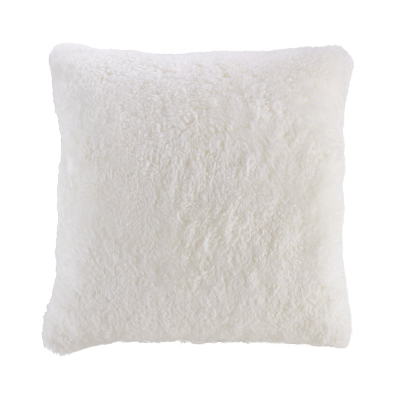 Shearling Collection Sheepskin Throw Pillow, Down, Ivory