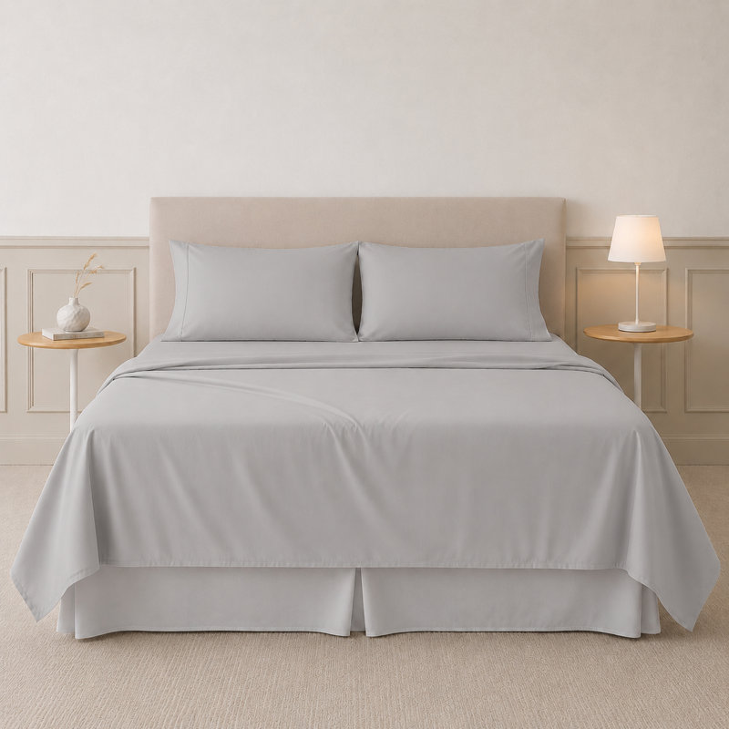 Modern Threads 4-Piece Ultra Soft Microfiber Sheet Set with Deep Pockets in Solids & Prints, Light Gray
