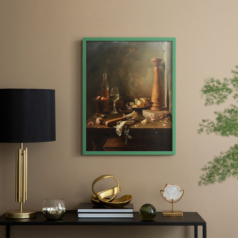 Reproduction encadrée FLORAL Series DCCXVIII - bois massif, H 30 po x l 24 po, Vert