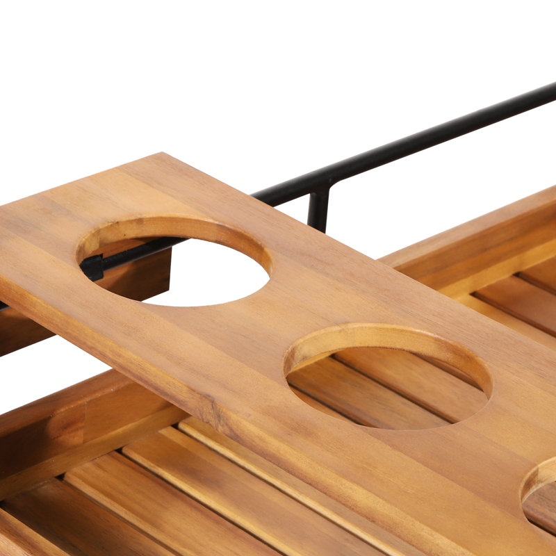 Chariot-bar mobile en bois et métal - noir, l 43,34 po x P 22,59 po, H 31,61 po