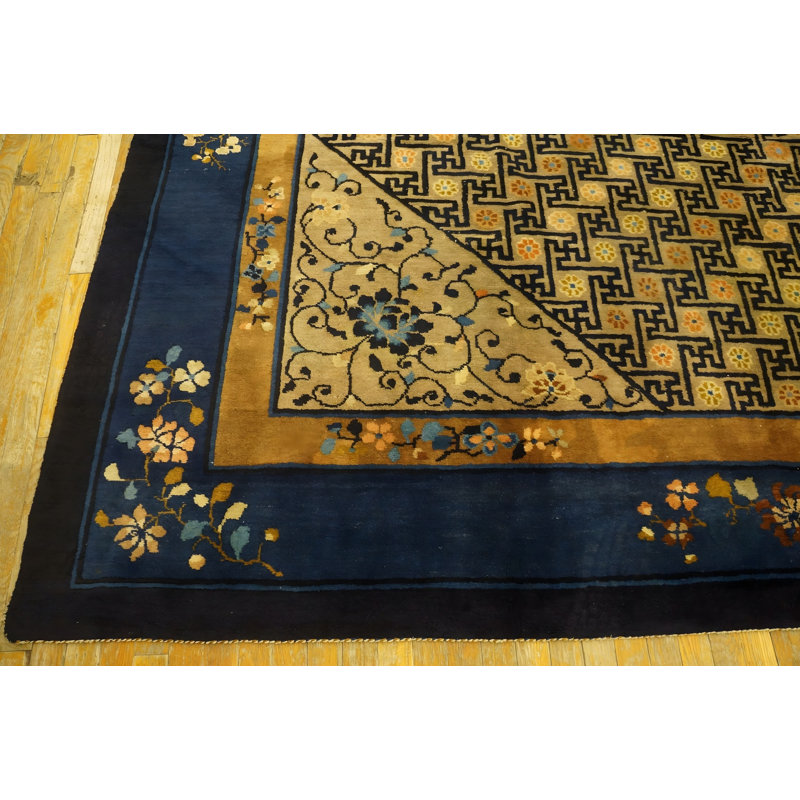 Antique Peking Chinese Medallion Beige 1900s Rug