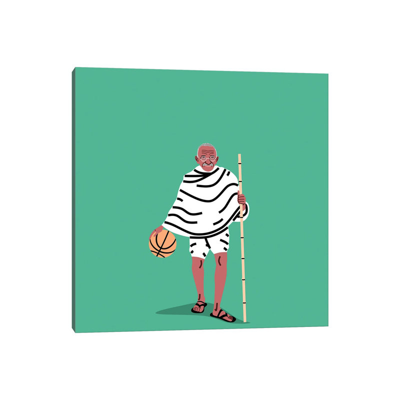 Balling Gandhi 1 Piece Wrapped Canvas Wall Art, 45.72 cm H x 45.72 cm W x 3.175 cm D
