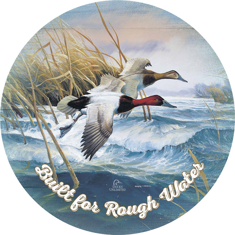 Panneau rond en bois « Sur le pont » de 53 cm (21 pouces), conçu pour les eaux agitées.