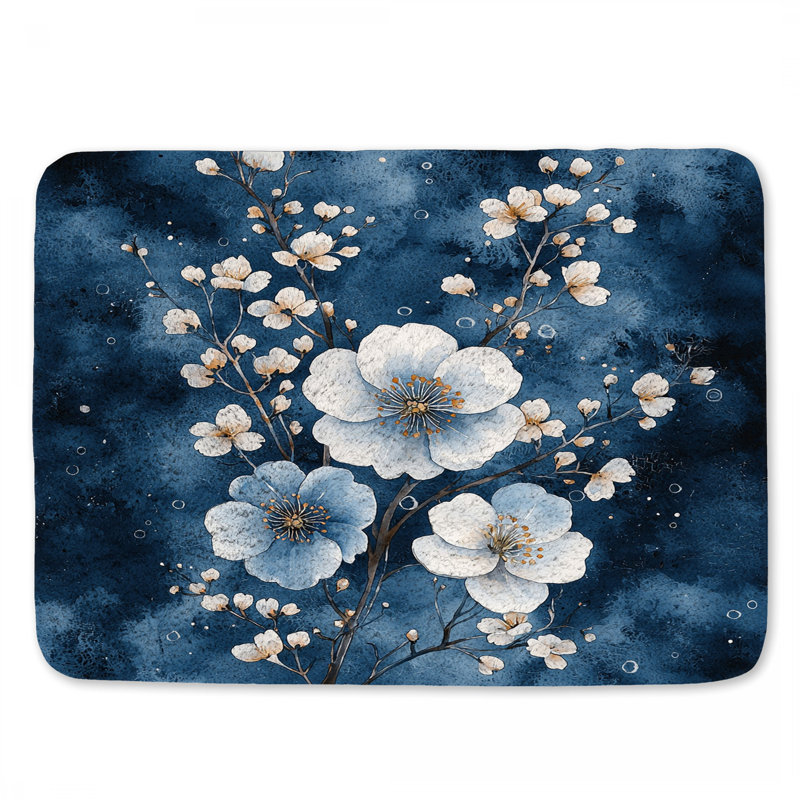 Tapis de bain floral prune, L 34 po x l 21 po