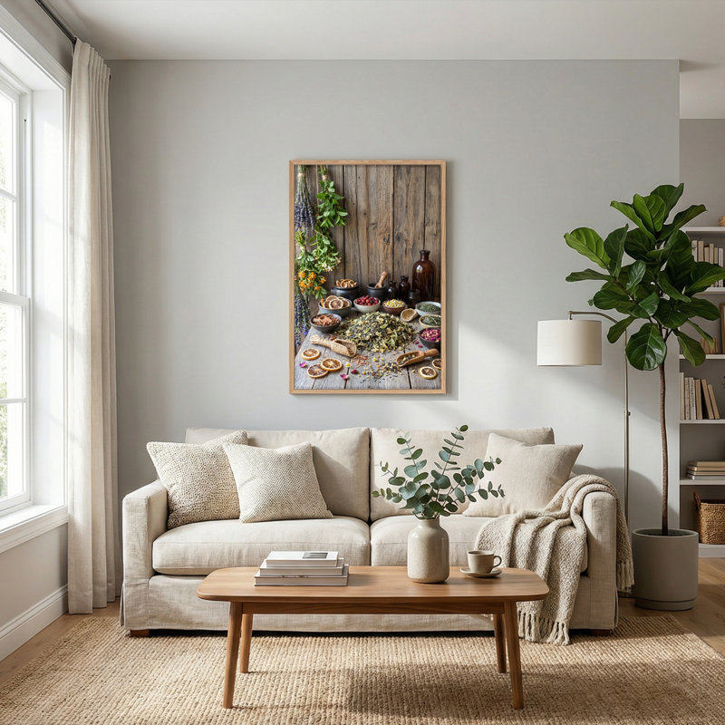 Ensemble de 1 tableau sur toile « Jardin d'herbes aromatiques », 24"H x 18"W, Naturel