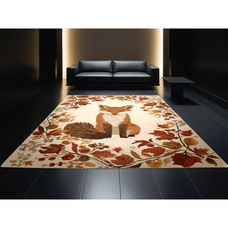 Tapis abstrait moderne et contemporain lavable à la machine Karlov Thanksgiving - beige, 5 x 7