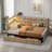 Upholstered Daybed With 2 Drawers, Charging Station, Led Lights, Storage Headboard And Checkered Button Decoration-622111768