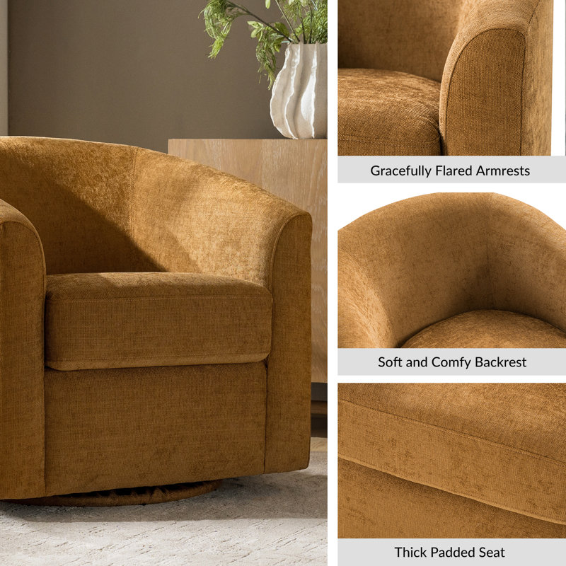Fauteuil d'appoint pivotant rembourré Amiir, Doré