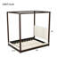 Lit plateforme à baldaquin en bois grand avec tête de lit tapissier, structure espresso et tissu blanc-130145081-130145082