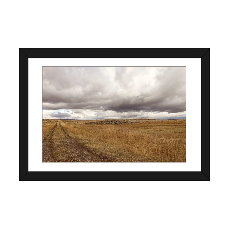 Storm Clouds Over Montana Prairie, Black Open Corner Framed Paper, White, 16" H x 24" W x 1" D