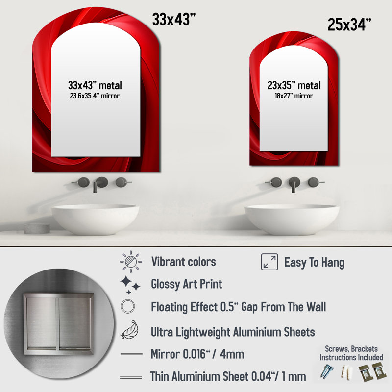 Miroir mural Red Perpetual Pulse Vortex, 43 po x 33 po