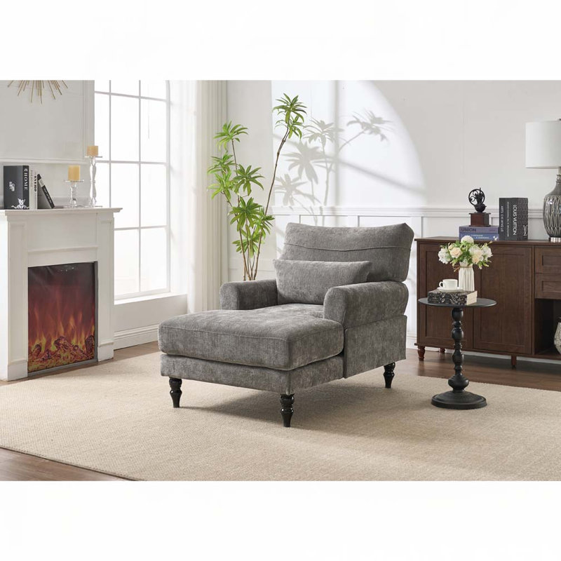 Chaise longue d'intérieur rembourrée, Gris