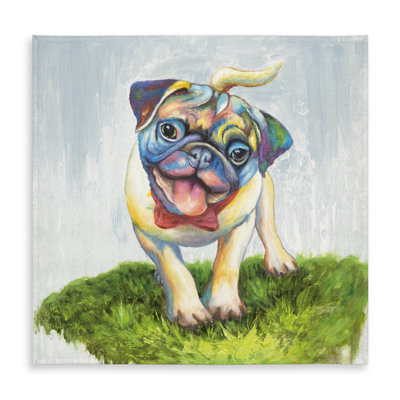 Colorful Smiling Pug Tablecloth | Green Pets Indoor Outdoor Decor