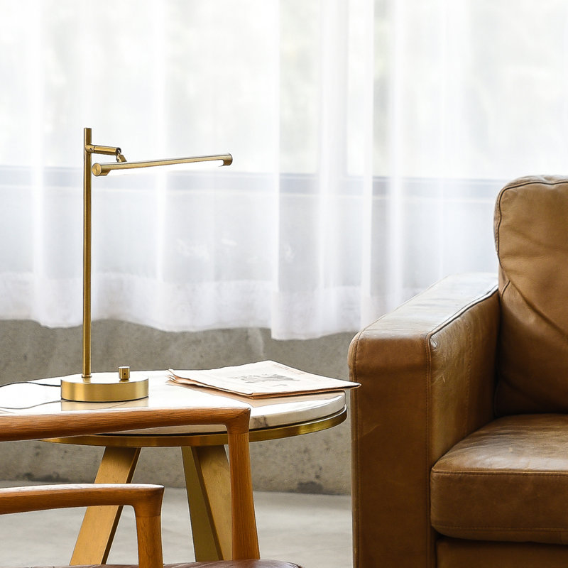Matte Brass Adjustable LED Desk Lamp with Rotary Dimmer