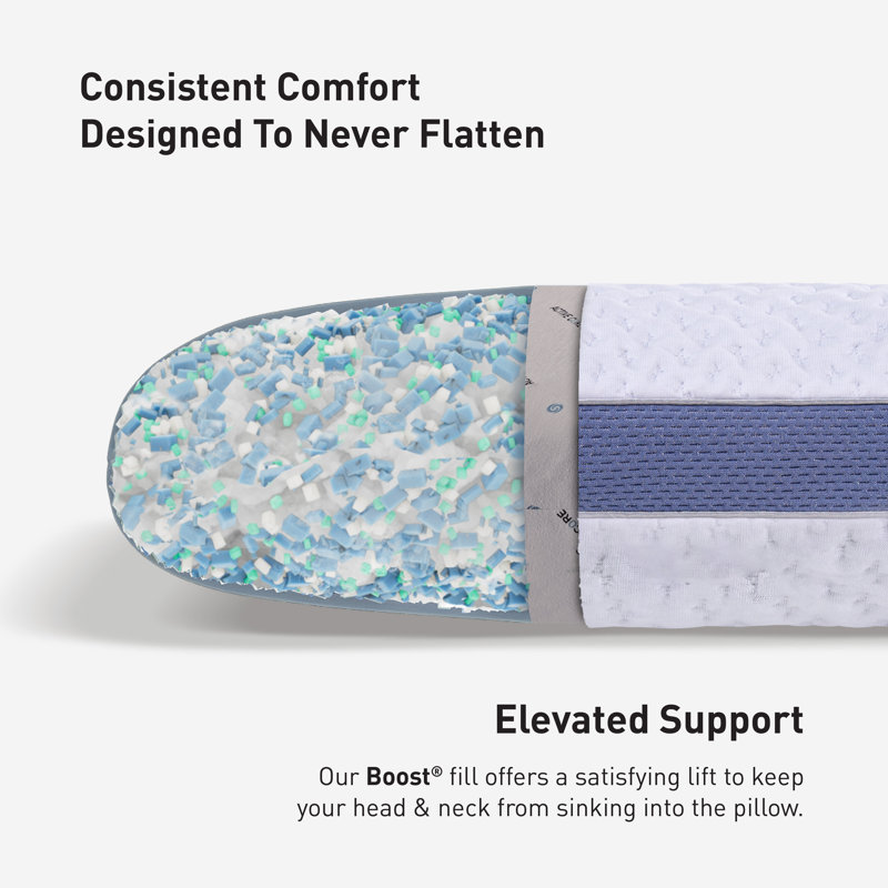 Balance 2.0 White and Blue Medium Hybrid Pillow