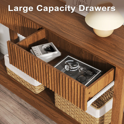Console de 47,2 po avec 2 tiroirs et canapé en bois COCO DESIGN