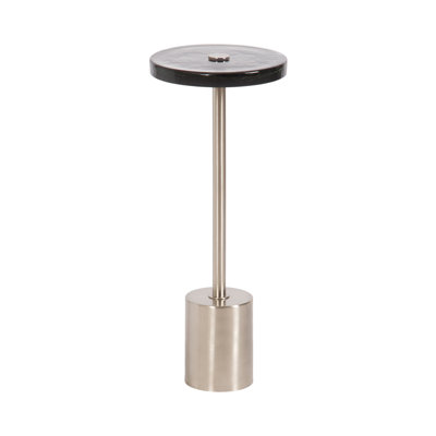 Round Metal and Glass Drink Table