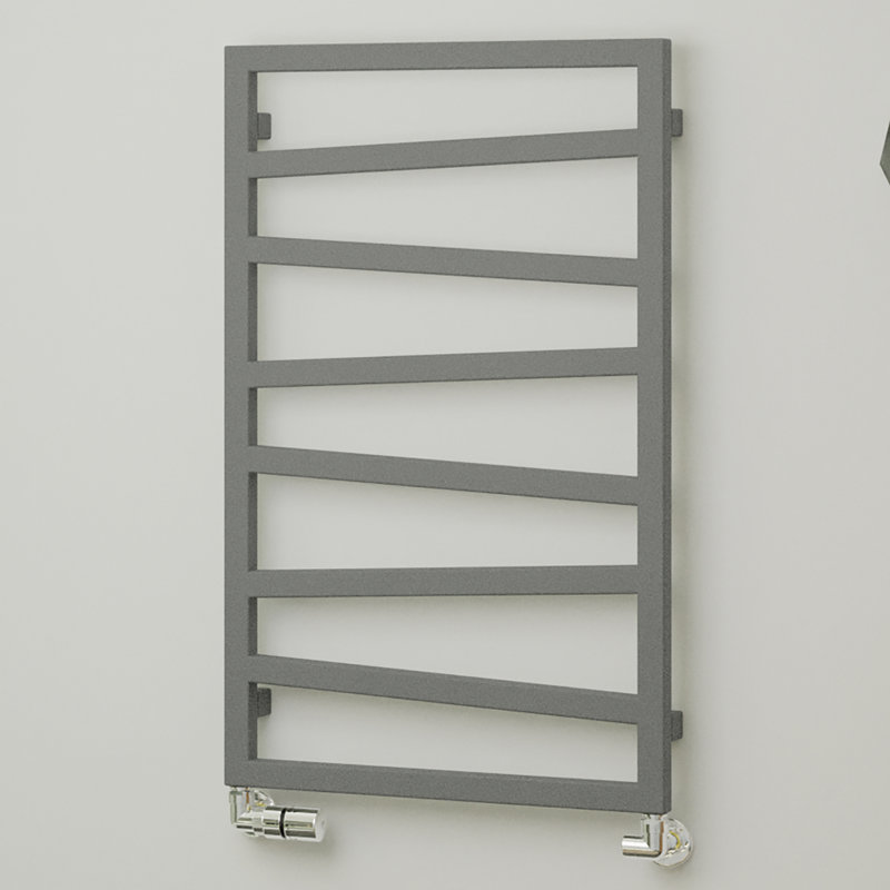Zig Zag Heated Towel Rail, Grey, 83.5cm H  x 50cm W x 7.2cm D