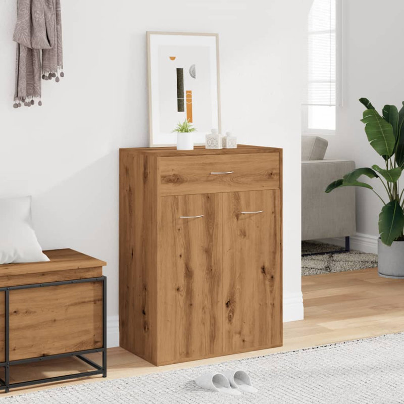  Armoire à chaussures en bois d'ingénierie 23,6 po x 13,8 po x 33,1 po Artisan Oak, Chêne artisanal