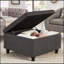 Grand repose-pieds de rangement carré avec pieds en bois, table basse capitonnée à boutons, parfait pour la vie moderne et rangement supplémentaire-588560250