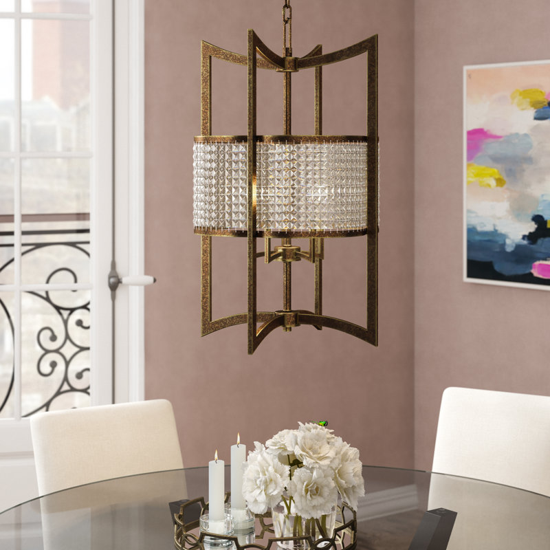 Lustre géométrique à 5 lumières Belisle, Bronze magnifique peint à la main
