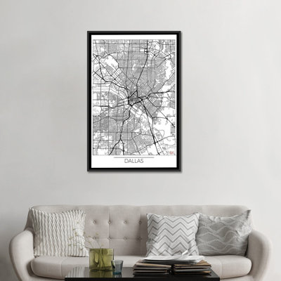 «Dallas Minimal Urban Blueprint Map», impression sur toile