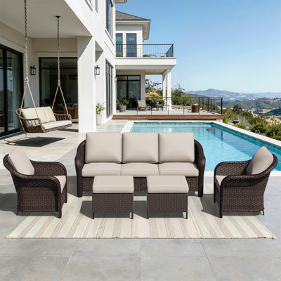 6-Piece All-Weather Wicker Patio Conversation Set