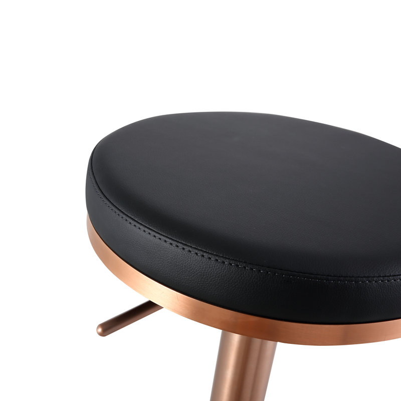 Tabouret de bar rotatif à hauteur ajustable Noah, Ébène, Or rose