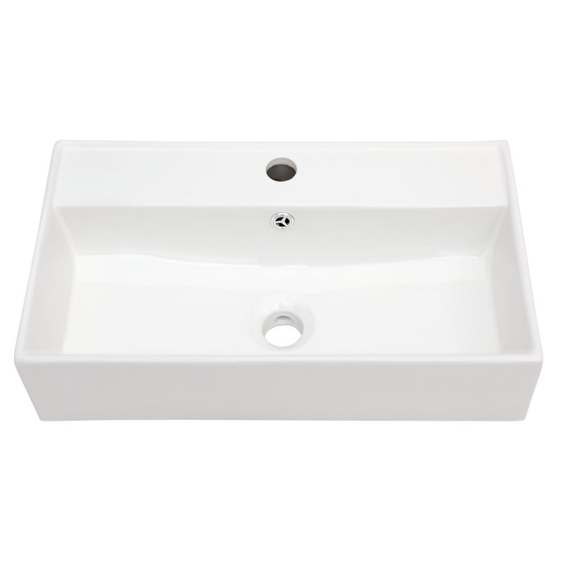 Lavabo de salle de bain mural rectangulaire en céramique blanc avec trop-plein 21 "x 12", L 21 po x l 12 po
