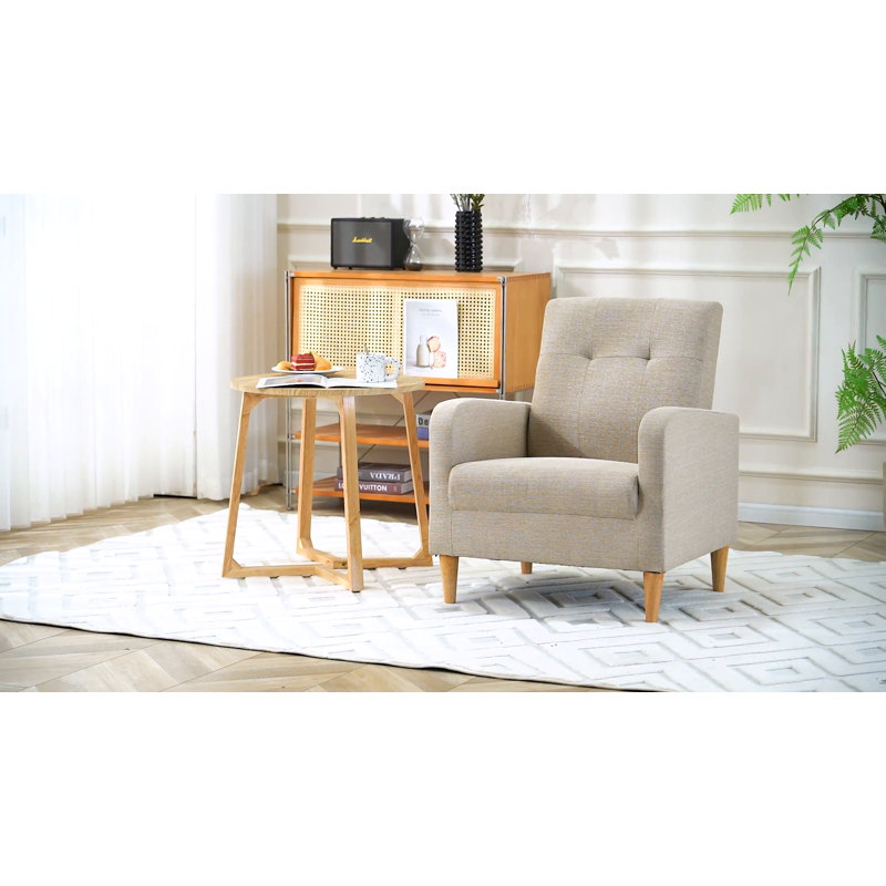 Dannyell 29'' Wide Tufted Accent Armchair - Solid Wood Legs