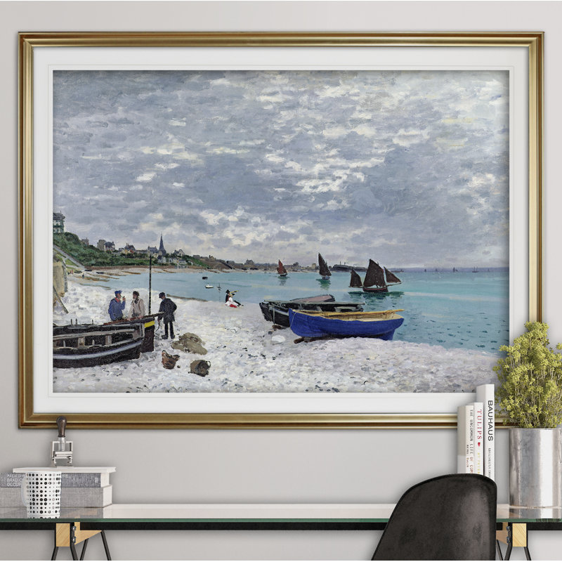 « the beach » par claude monet, impression, Or, H 28 po x l 38 po x P 1,5 po