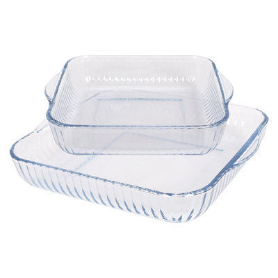 Argon Tableware - Optical Square Glass Oven Dish Set - 2 Sizes