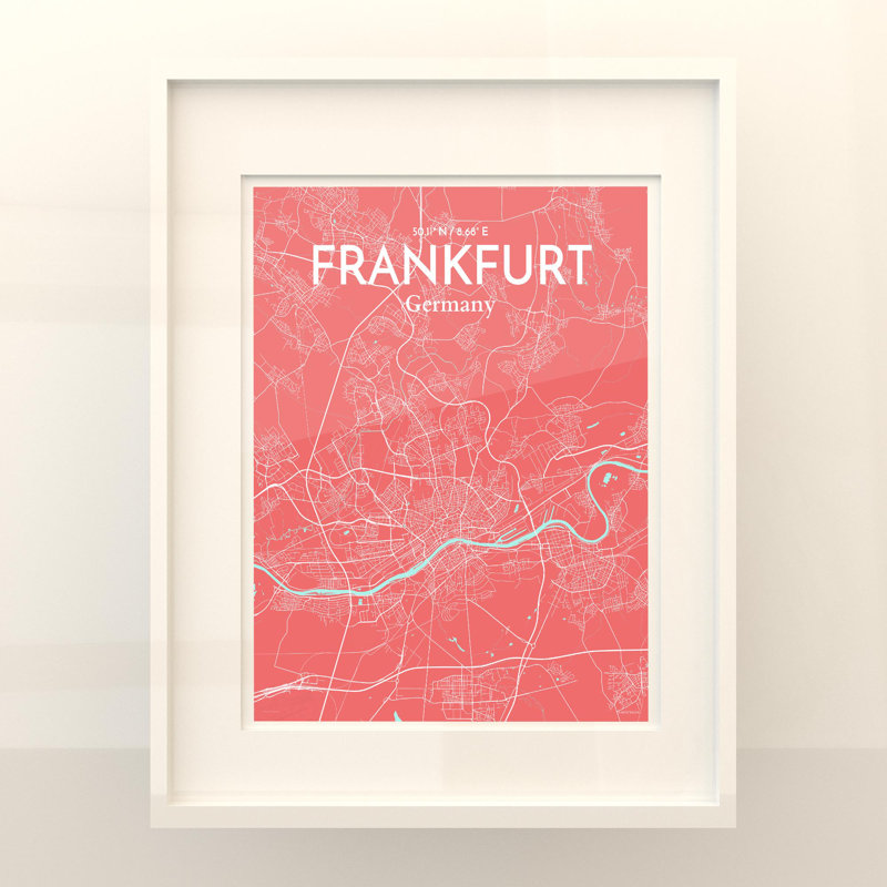 Carte de Francfort, impression graphique contrastée, Rose / bleu bébé, H 20 po x l 16 po