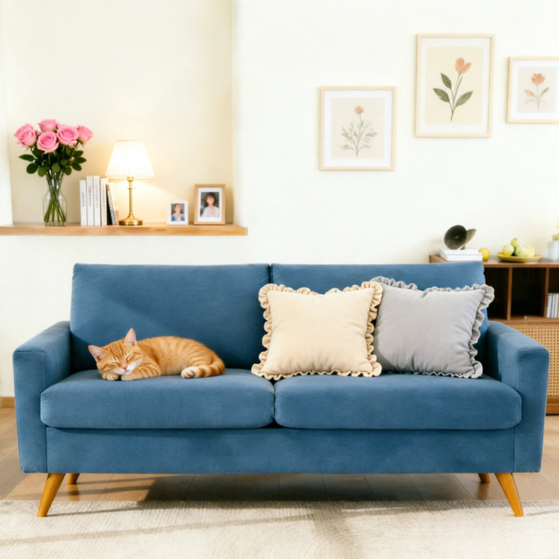 Canapé 68 po Mid Century Modern, Blue