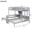 Lit superposé simple au-dessus de simple avec bureau intégré, étagère de rangement et lampe de lecture, structure intégrée à 3 lits, gris-508079110