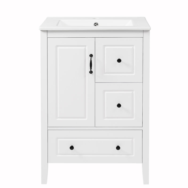 Meuble-lavabo de salle de bain avec lavabo, Blanc