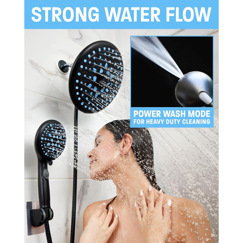 Pomme de douche à pluie double 1,75 GPM GPM, Noir mat