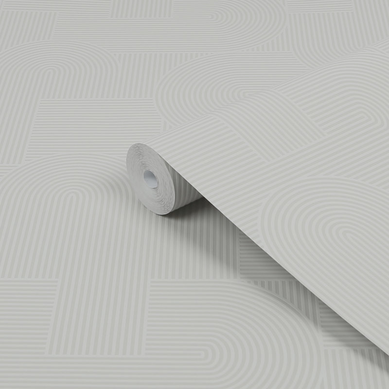 Sublime Geometric Vinyl Wallpaper Double Roll, Sand Gray