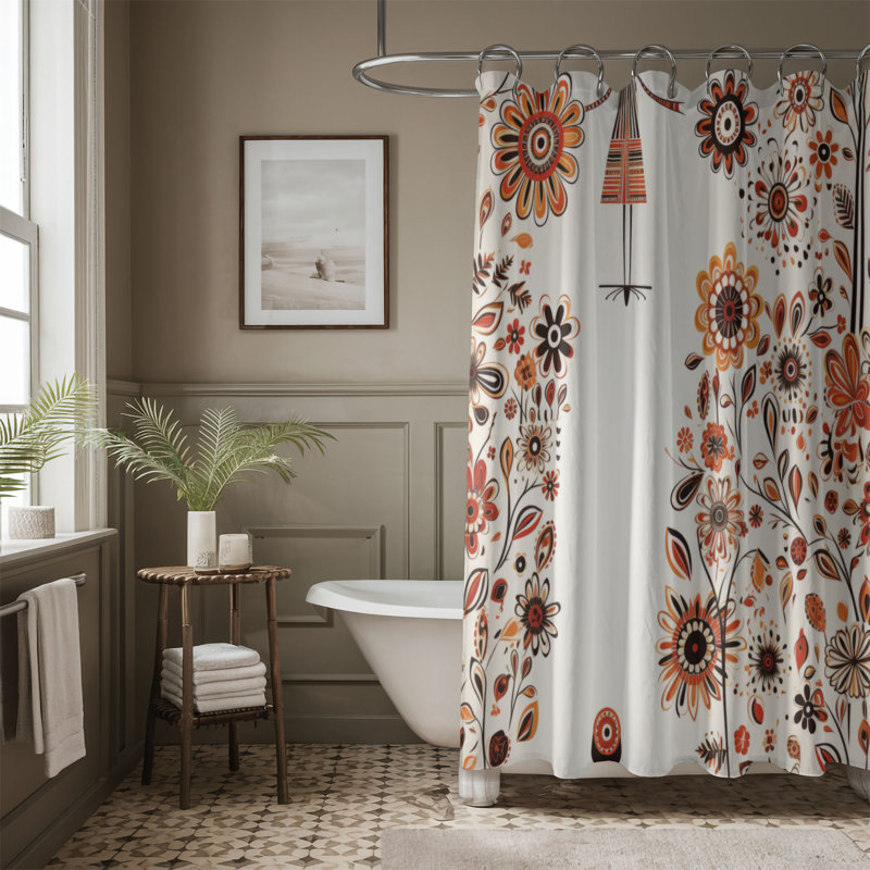 Delrae Abstract Shower Curtain, 74"H x 71"W