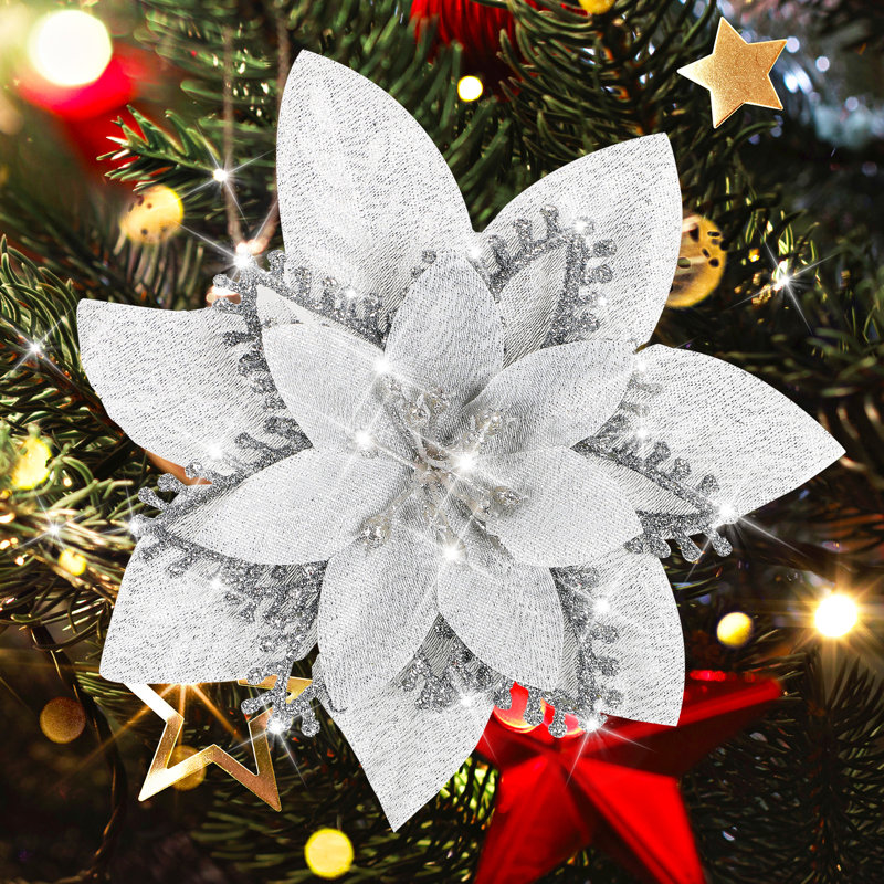 Arbre de Noël fleurs artificielles - ensemble de 12, Argent