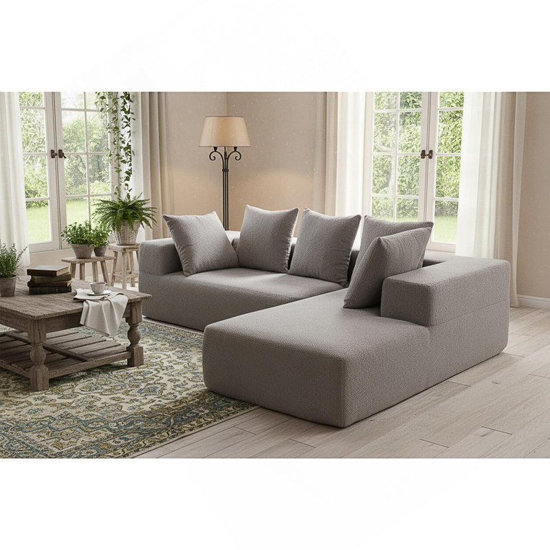 Modular Upholstered Sofa, Gray