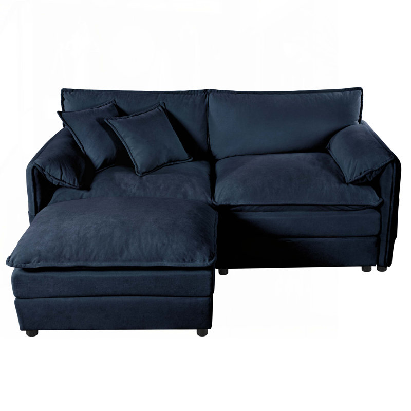 Canapé modulaire rembourré à assise profonde modulaire, Bleu, 33.45" H x 75.59" W x 57.48" D