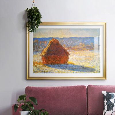 «Haystacks In Snow» par Claude Monet - Reproduction d'art, emmêlée et encadrée sous verre acrylique, grand art mural