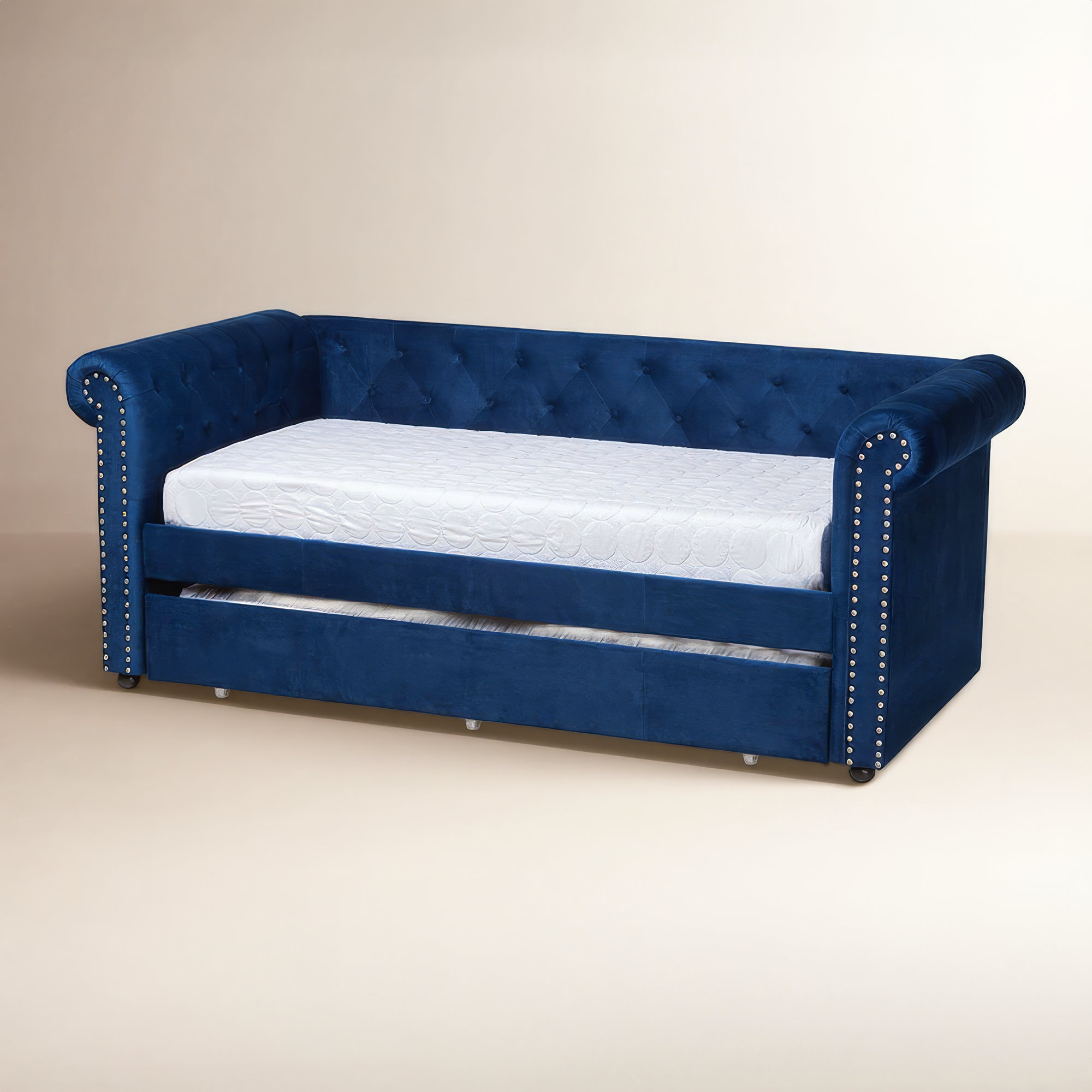 Mynard Upholstered Daybed with Trundle - Twin, Blue