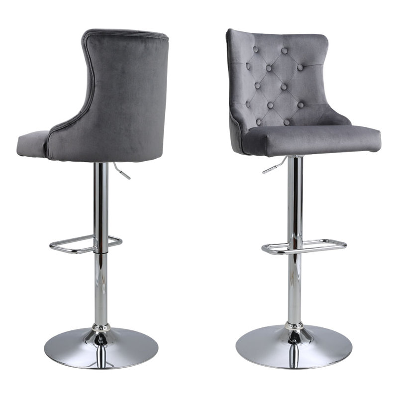 Bearon Upholstered Adjustable Height Counter Stool with Metal Frame