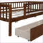 Lit de jour simple en bois de pin massif avec 2 tiroirs noyer - Multifonctionnel peu encombrant pour les petits espaces-546479389