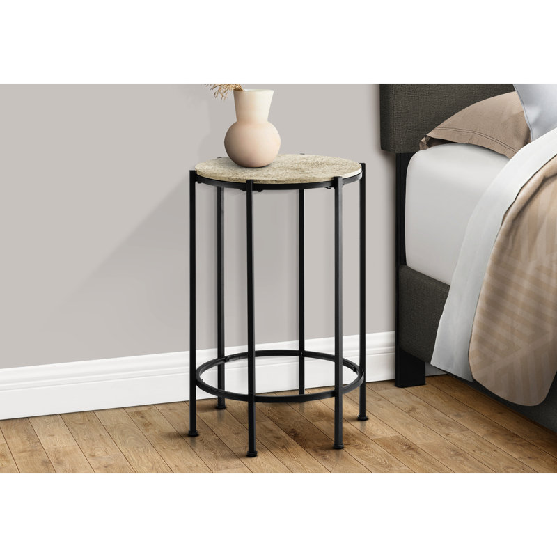 Table d'appoint avec stratifié en pierre crème et métal noir pour le salon