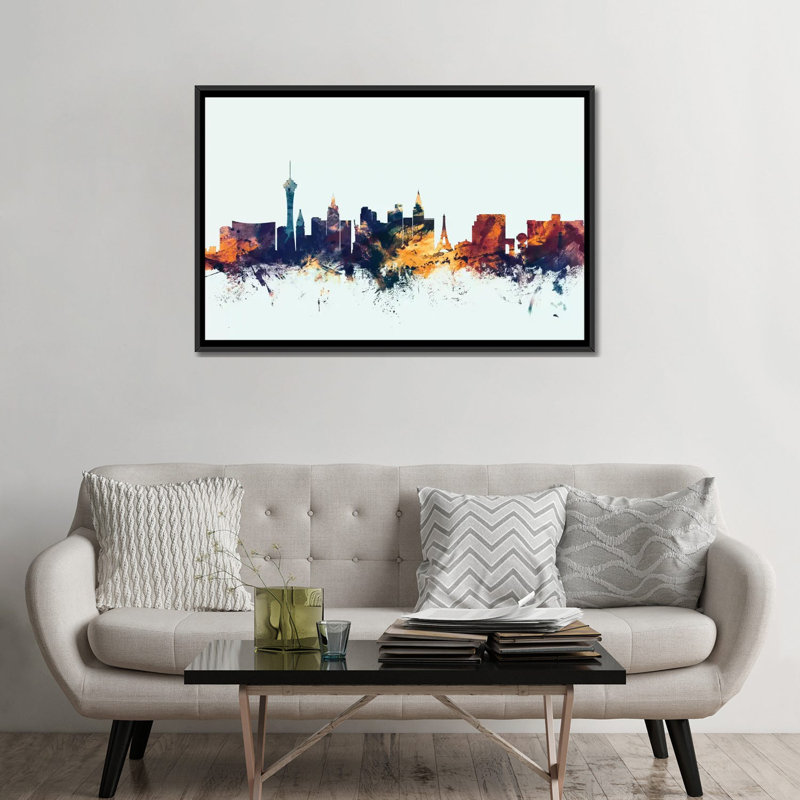 Série d’horizons : las vegas, nevada, états-unis, impression sur toile tendue en bleu, H 12 po x l 18 po x P 1,5 po