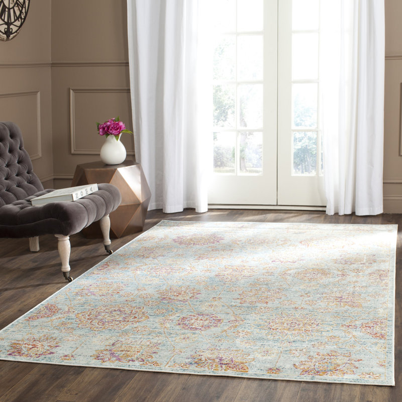 Beausejour Sevilla Viscose Oriental Rug in Blue, Rectangle 4' x 5'7"