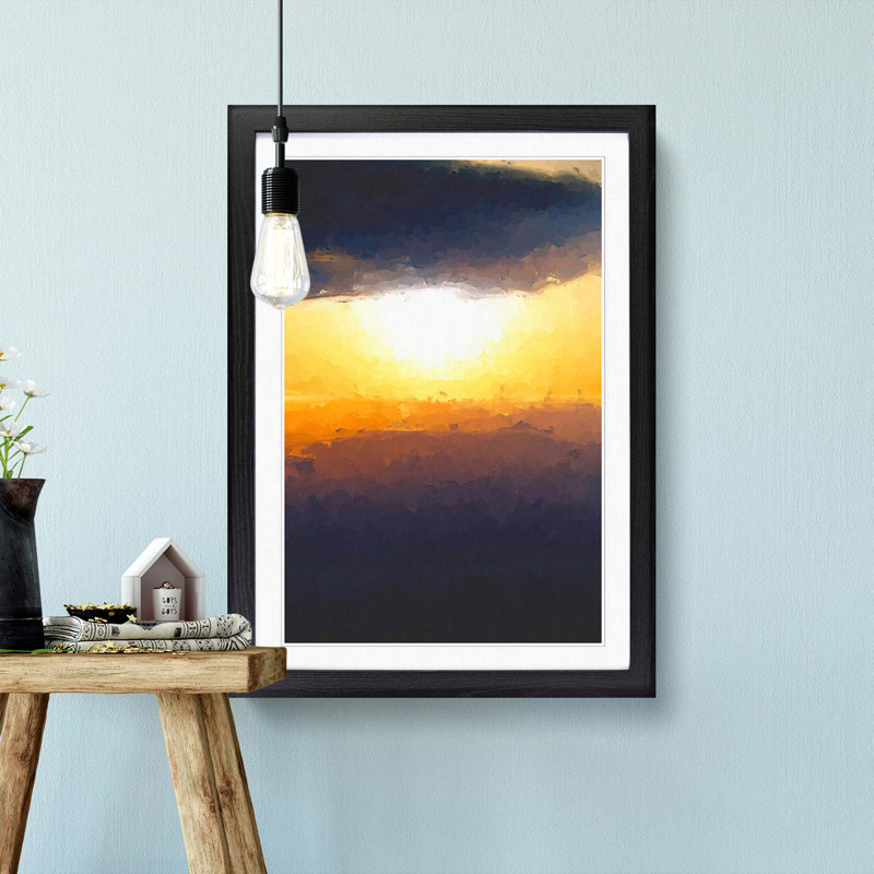 Sunset Through the Clouds in Abstract - Picture Frame Graphic Art Print, Black Framed, 36cm H x 27cm W x 2cm D